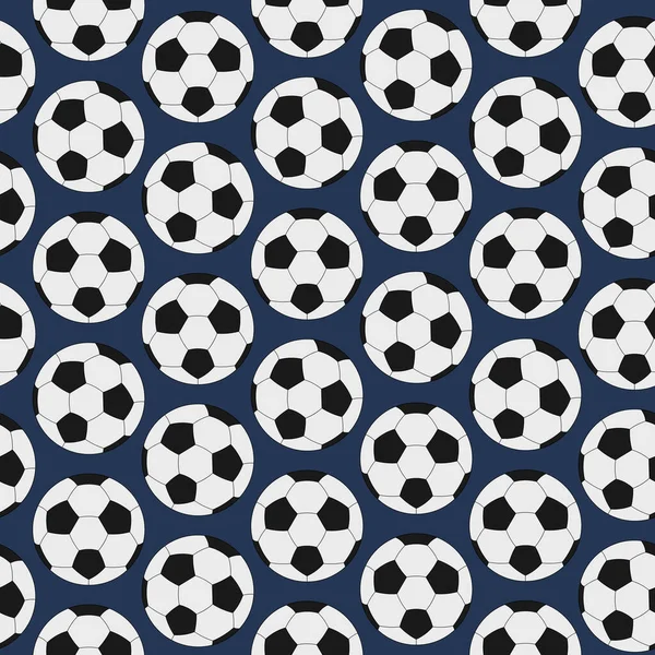 Futbol topu. Kusursuz vektör deseni. İzole edilmiş mavi arka plan. Çizgi film tarzı. Tekrarlanan spor süsleri. Taşak arka planı. Avrupa Şampiyonası için spor malzemeleri. Web tasarımı, ambalaj, kapak fikri. Spor alanında oynamak için bir oyuncak..