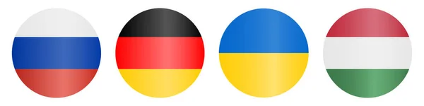 Bandiere Paesi Russia Germania Ucraina Ungheria Linee Orizzontali Set Icone — Vettoriale Stock