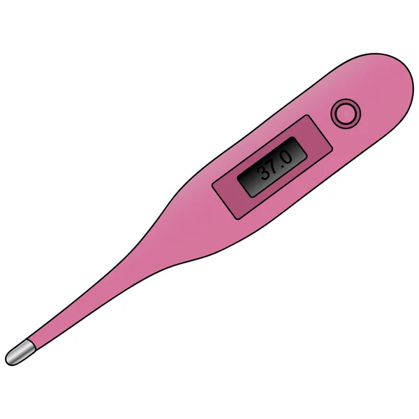 Электронный Термометр Цветная Векторная Иллюстрация Дисплее Показан Результат Измерения Температуры — стоковый вектор