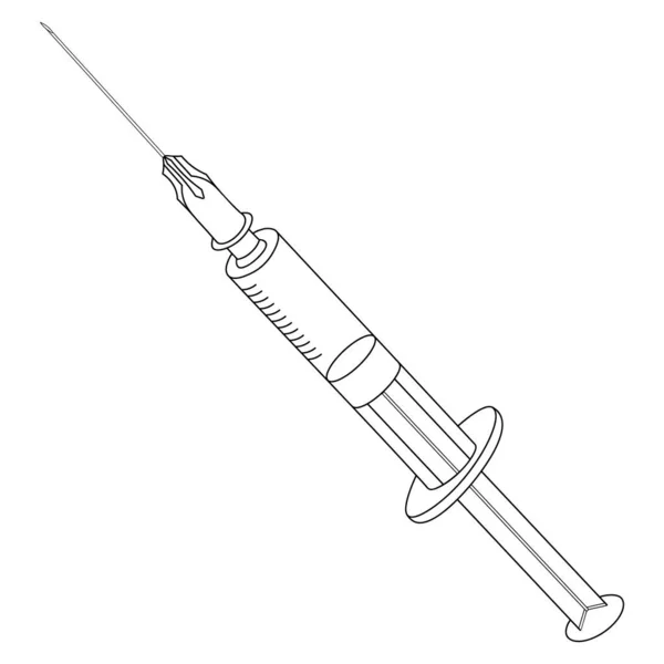 Spuit Voor Injectie Een Schets Vector Illustratie Injectie Vaccinatie Scherpe — Stockvector