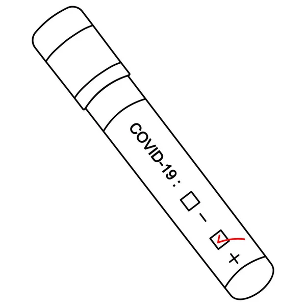 Testbuis Met Bloedanalyse Van Patiënt Een Schets Test Coronavirus Infectie — Stockvector