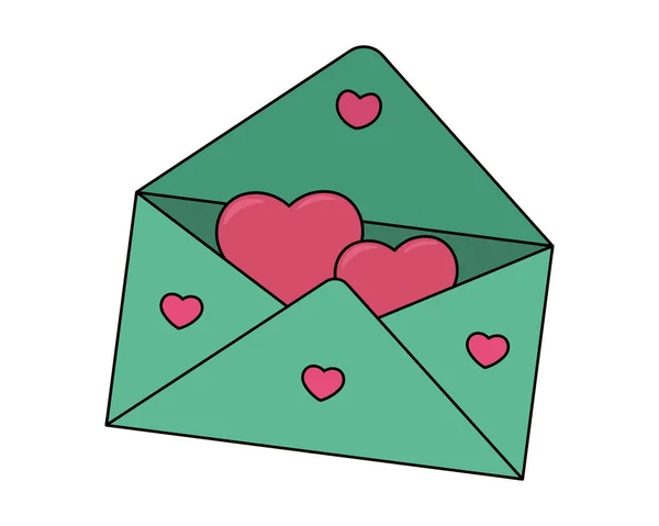 Envelope Com Uma Mensagem Amor Corações Numa Carta Ilustração Vetorial —  Vetores de Stock