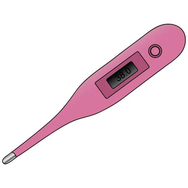 Electronic Thermometer Colored Vector Illustration Display Shows Result Body Temperature — Stock Vector