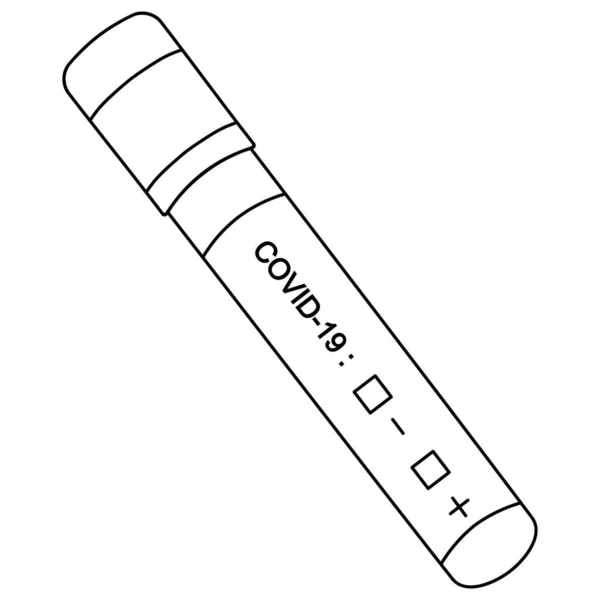 분석을 시험관이야 코로나 바이러스 테스트 Covid 결과는 알려져 일러스트 어린이들을 — 스톡 벡터