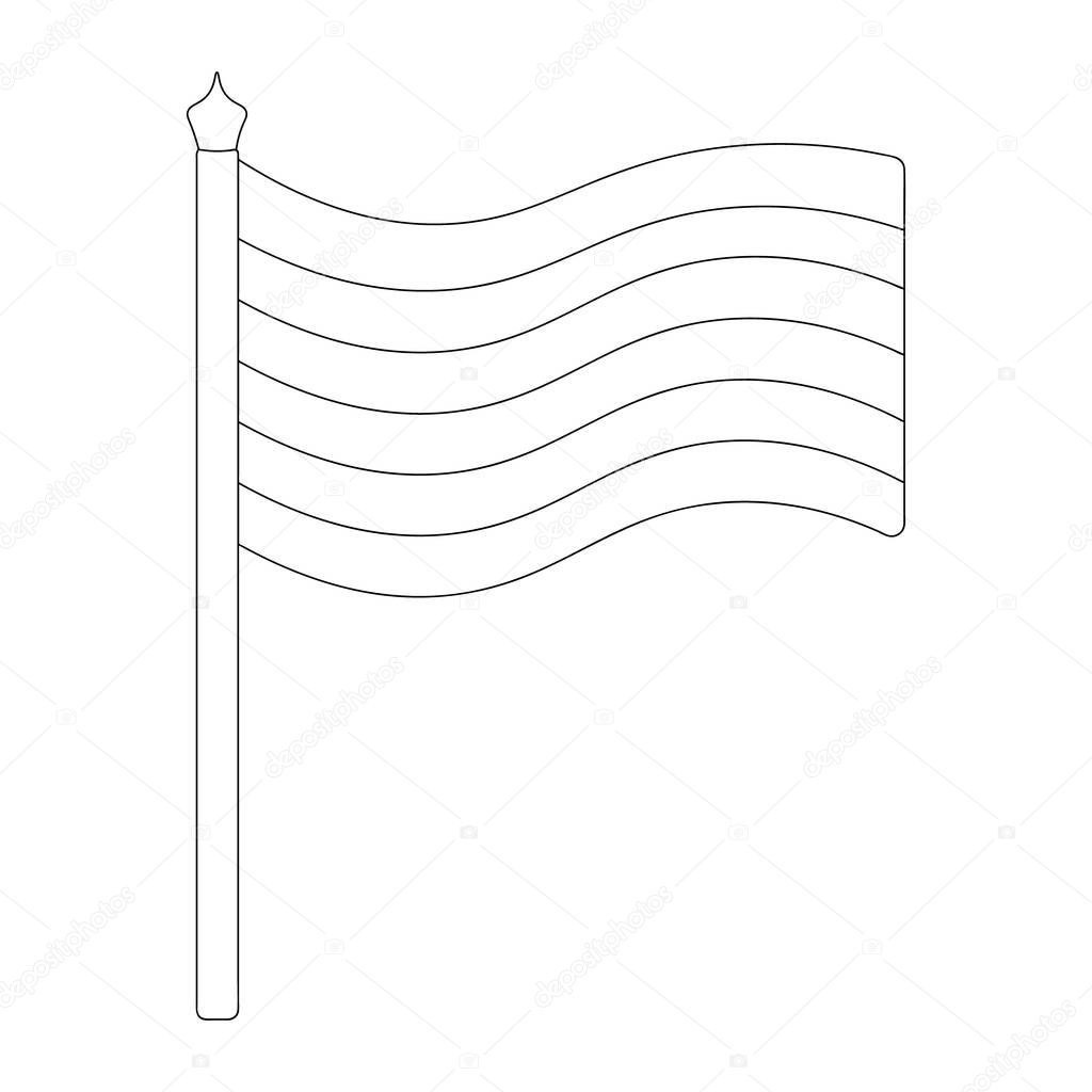 LGBT rainbow flag. Pride flag. Sketch. Vector illustration. Coloring book for children. The fabric sways in the wind. Outline on an isolated white background. Love theme. Doodle style. Idea for educational literature, web design.