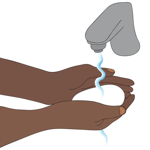 African American Woman Washes Her Palms Soap Colored Vector Illustration — Image vectorielle