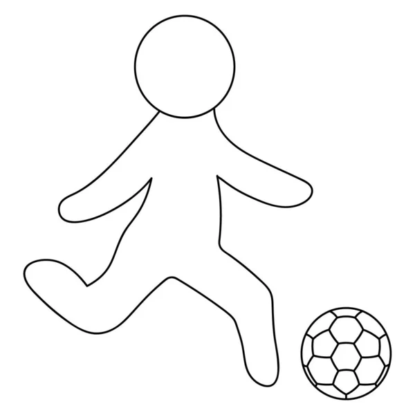 Football Player Runs Kicks Ball Sketch Vector Icon Man Plays — Stock Vector