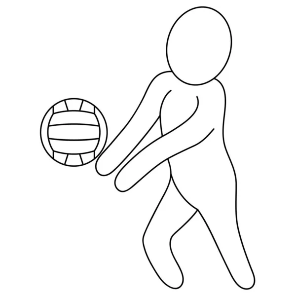 Der Volleyballer Schlägt Den Ball Mit Zusammengefalteten Händen Skizze Vektorsymbol — Stockvektor
