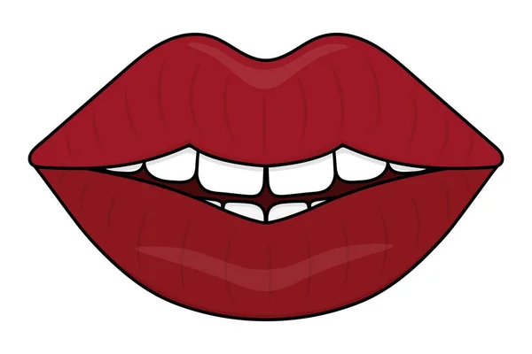 Χαμογέλα Στα Χείλη Γοητευτικό Στόμα Χρωματιστή Διανυσματική Απεικόνιση Στυλ Καρτούν — Διανυσματικό Αρχείο