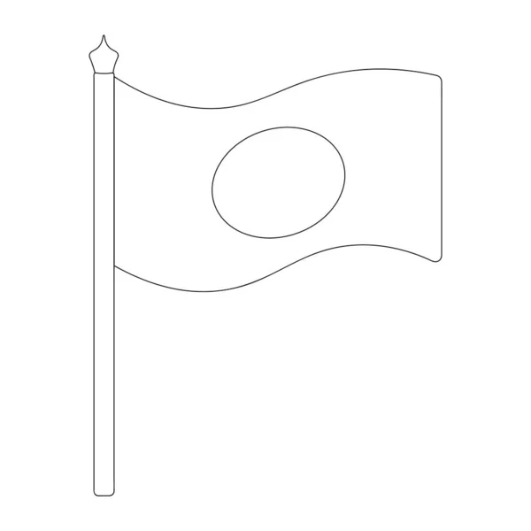 Флаг Японии Скетч Векторная Иллюстрация Раскраска Детей Ткань Ткани Круговым — стоковый вектор
