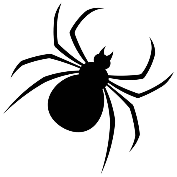 Spider Silhouette Vector Illustration Outline Isolated White Background Flat Style —  Vetores de Stock