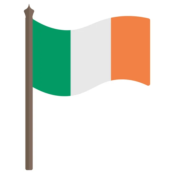 Drapeau Irlande Tissu Tricolore Symbole National État Développe Dans Vent — Image vectorielle