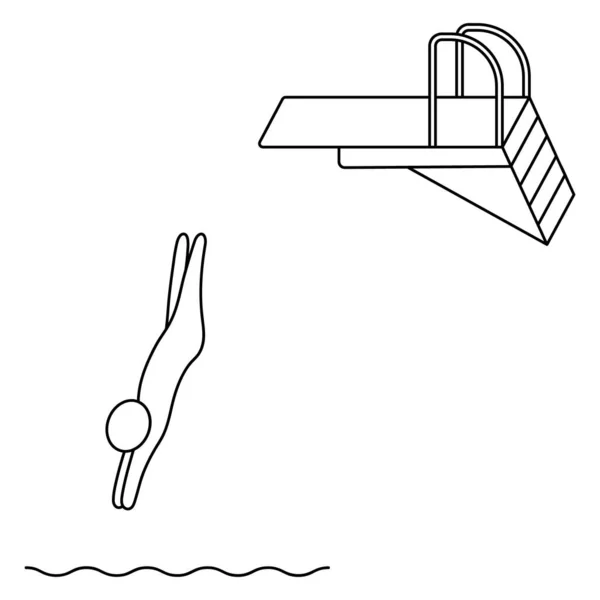 Saltar Agua Desde Trampolín Atleta Salta Del Bastidor Hacia Atrás Gráficos vectoriales