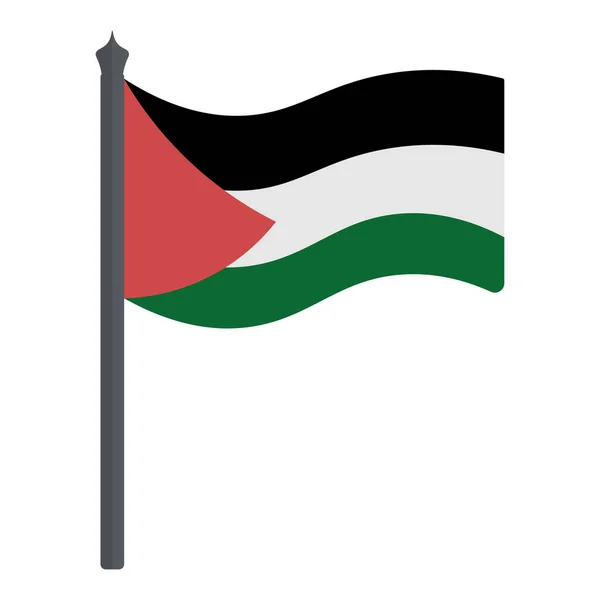 Palestinská Vlajka Tři Pruhy Trojúhelník Tkanině Barevná Vektorová Ilustrace Národní — Stockový vektor