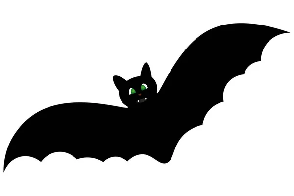 Morcego Silhueta Que Lindo Dente Olhos Brilhantes Ilustração Vetorial Fundo — Vetor de Stock
