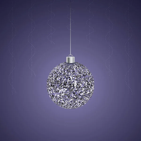 Boule Cristal Arbre Noël Jouet Verre Couleur Argent Ornement Bulles — Image vectorielle