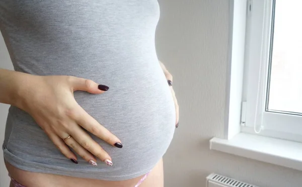 Die Schwangerschaft Beträgt Monate Eine Frau Ist Wochen Schwanger — Stockfoto