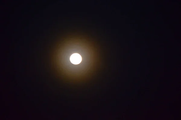 Bright full moon with light radius in the nigh