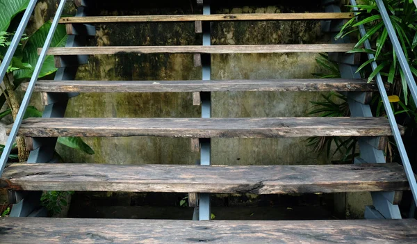 Escalera Madera Bosque Fondo Natural — Foto de Stock