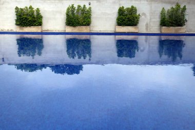 Güneşli yansımalı otel yüzme havuzu 