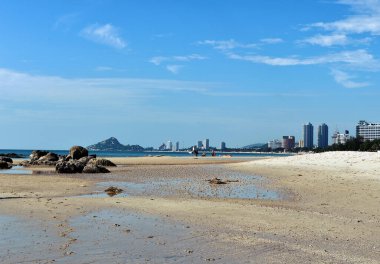 Tropik plaj, yaz denizi güneşli arka plan