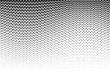 Soyut yarım ton noktalı arkaplan. Gelecekçi grunge deseni, nokta, dalga. Posterler, siteler, kartvizitler, kapaklar, etiketler için modern optik pop sanat dokusu