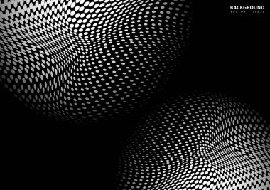 Soyut yarım ton noktalı arkaplan. Gelecekçi grunge deseni, nokta, dalga. Posterler, siteler, kartvizitler, kapaklar, etiketler için modern optik pop sanat dokusu