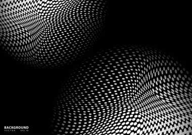 Soyut yarım ton noktalı arkaplan. Gelecekçi grunge deseni, nokta, dalga. Posterler, siteler, kartvizitler, kapaklar, etiketler için modern optik pop sanat dokusu