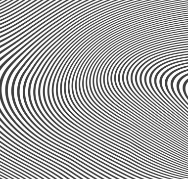 Soyut vektör çemberi yarım ton siyah arkaplan. Gradyan retro çizgi desen tasarımı. Monokrom grafiği.