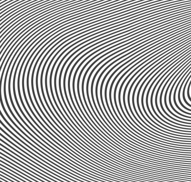 Soyut vektör çemberi yarım ton siyah arkaplan. Gradyan retro çizgi desen tasarımı. Monokrom grafiği.