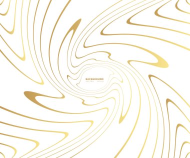 Altın rengi mermer mermer desenli, üzerinde altın dalga çizgileri olan. Soyut arkaplan, vektör illüstrasyonu