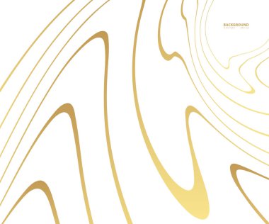 Altın rengi mermer mermer desenli, üzerinde altın dalga çizgileri olan. Soyut arkaplan, vektör illüstrasyonu