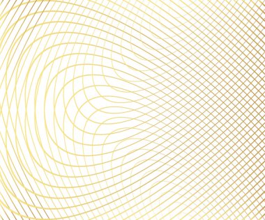 Altın rengi, lüks daire şeklinde ve üzerinde altın dalga çizgileri var. Soyut arkaplan, vektör illüstrasyonu