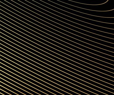 Altın rengi, lüks daire şeklinde ve üzerinde altın dalga çizgileri var. Soyut arkaplan, vektör illüstrasyonu