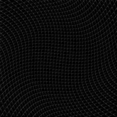 Soyut Siyah ve Beyaz Dalga Izgaralı Geometrik Çizgisiz Desen - Vektör illüstrasyonu