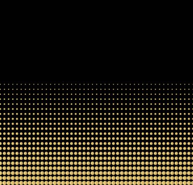 Soyut yarım tonlu altın noktalı arka plan. Gelecekçi grunge deseni, nokta, dalga. Posterler, siteler, kartvizitler, kapaklar, etiketler için modern optik pop sanat dokusu