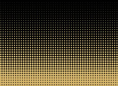 Soyut altın noktalı arka plan. Gelecekçi grunge deseni, nokta, dalga. Posterler, siteler, kartvizitler, kapaklar, etiketler için modern optik pop sanat dokusu