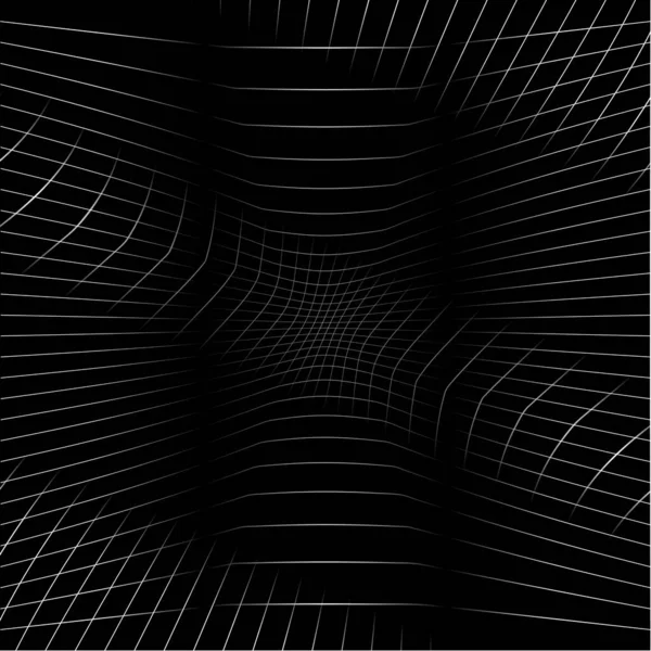 Abstraktes Schwarz Weiß Wellenraster Gestreiftes Geometrisches Muster Vektorillustration — Stockvektor