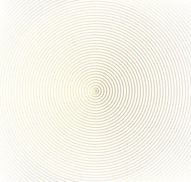 Soyut altın rengi daire vektör arkaplanı. Modern grafik şablonu. Çemberler merkeze gidiyor. Monokrom grafiği.