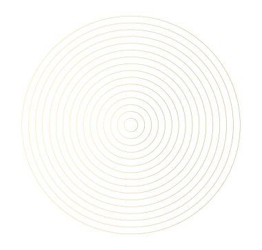 Eşmerkezli altın renkli daire elementleri. Grafik web tasarımı için element, baskı, tekstil, ambalaj, dekorasyon, vektör illüstrasyonu için şablon