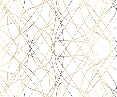 Elle çizilmiş altın renkli lüks çizgiler. Altın dalgalı çizgili, soyut arkaplan, vektör çizimi