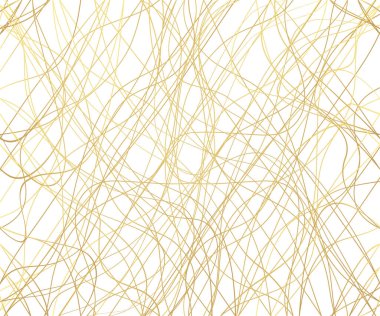 Elle çizilmiş altın renkli lüks çizgiler. Altın dalgalı çizgili, soyut arkaplan, vektör çizimi