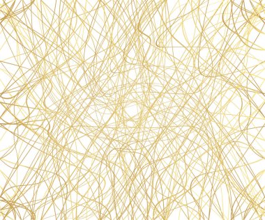 Elle çizilmiş altın renkli lüks çizgiler. Altın dalgalı çizgili, soyut arkaplan, vektör çizimi