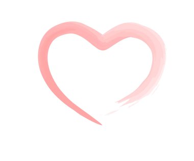 Beyaz zemin üzerinde fırça resmi olan vektör kalp şekli çerçeve - Sevgililer günü web simgesi, sembol, işaret, romantik düğün, aşk kartı için el çizimi tasarımı