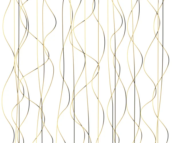 手描きのラインとゴールド豪華なラインパターン 金色の波状縞 アブストラクト背景 ベクトルイラスト — ストックベクタ