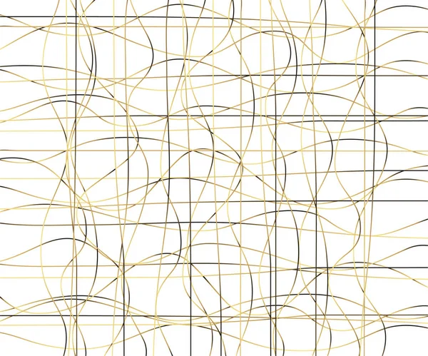 Золотий Розкішний Лінійний Візерунок Намальованими Руками Золота Хвиляста Смуга Абстрактний — стоковий вектор