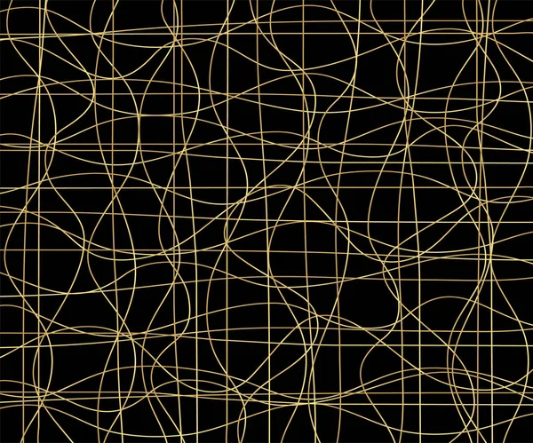 Gold Luxuriöses Linienmuster Mit Handgezeichneten Linien Goldene Gewellte Streifen Abstrakter — Stockvektor