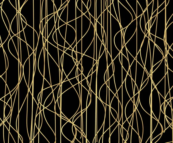 Goud Luxe Lijn Patroon Met Hand Getrokken Lijnen Gouden Golvende — Stockvector