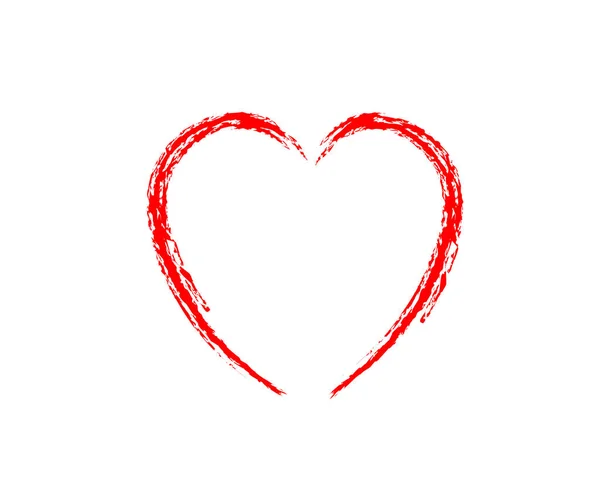 Beyaz Zemin Üzerinde Fırça Resmi Olan Vektör Kalp Şekli Çerçeve — Stok Vektör