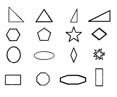 El çizimi seti, soyut şekiller karalama, siyah yön çizim sembolleri koleksiyonu, vektör illüstrasyon grafik tasarım elemanları - 